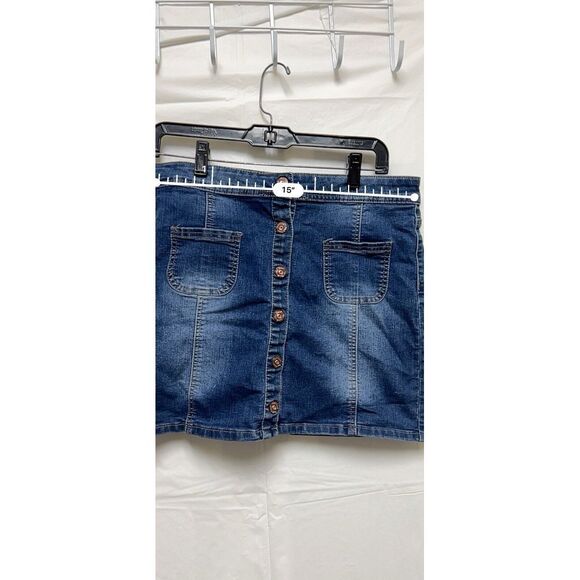 DHN) Red Camel Skirt Women's Size 11 30 Denim Jean Mini Juniors Blue - Picture 3 of 7